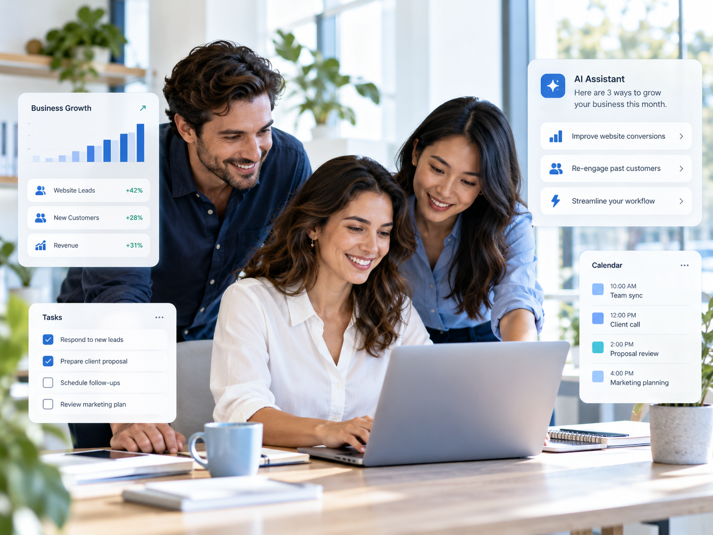 Business professionals using practical AI tools to improve operations